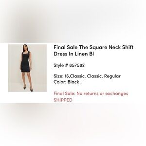 Ann Taylor Black Square Neck Shift Dress